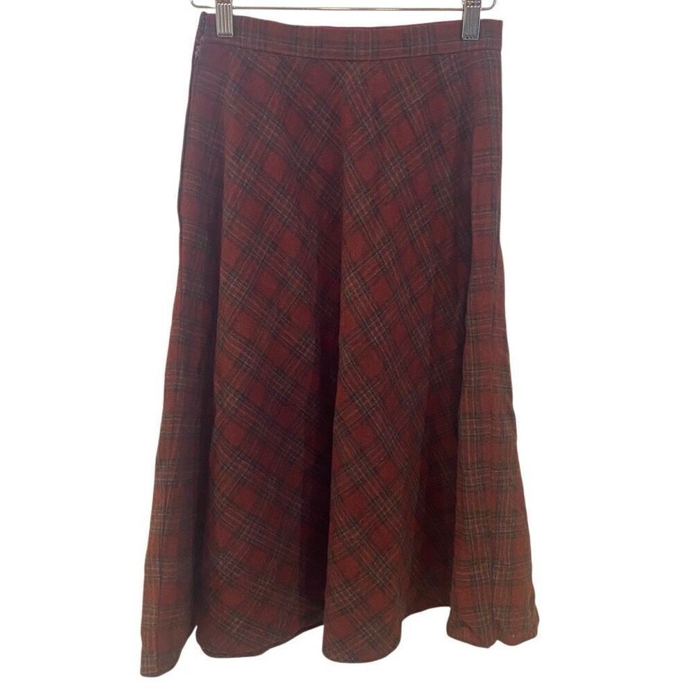 VINTAGR Albert Capraro wool plaid skirt size 6 FLAWS